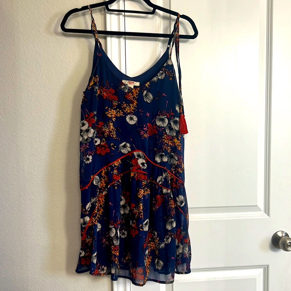 Blue and burnt orange dress